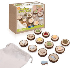 Guidecraft XGC-G5061 Nature Feel and Find Wooden Memo Game, 24 Pieces, Multi-Coloured