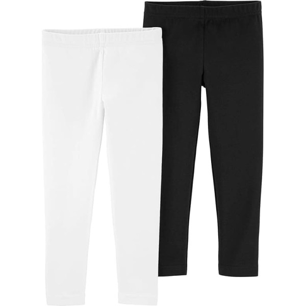 Carter's Girls' Baby, Toddler, Kids, Pack of 2 Cotton Leggings, white/black