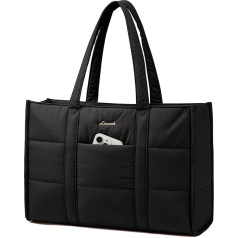 LOVEVOOK Handbag Women's Large Buffer Laptop Bag 15.6 Inch Shopper Bag Work Bag Briefcase Tote Bag Women Handbag Teacher Bag School Bag Shoulder Bag for University Business School Black