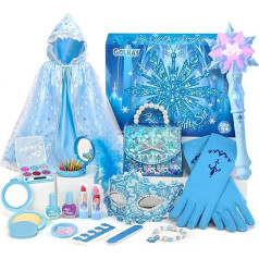 G.C Elsa Toy Frozen Gifts for Girls 3 4 5 6 7 8 Years, Children's Make-Up Set & Princess Costume Accessories & Handbag & Peel Off Nail Polish, Frozen Toy Gift Girls