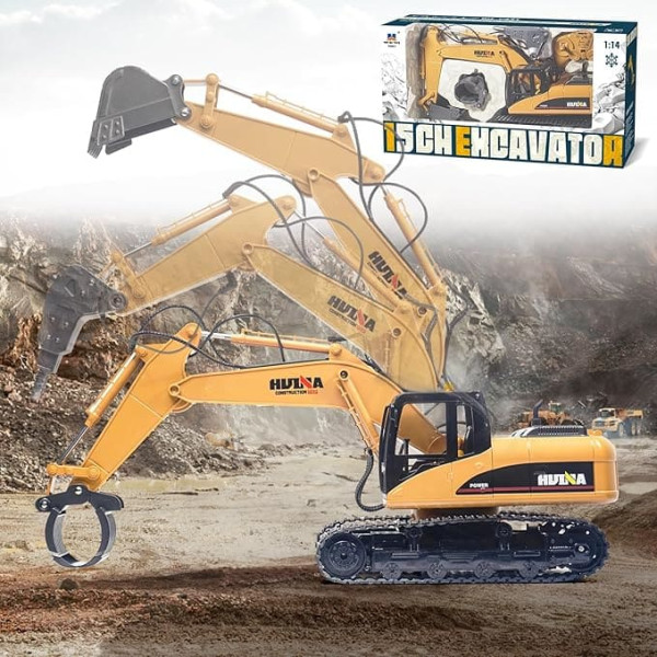 Remote Controlled Excavator Remote Controlled, 1:14 RC Excavator Metal Remote Controlled from 6 8 10 Years, 3 in 1 Crawler Excavator with Remote Control with Battery and Charger, Birthday