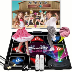 Dance Mat for 1 Person with Camera 64GB Card 650 Songs 1000 Games 81 Music Videos Luxury Gift for Boys Girls Made of High Quality Flannel Suitable for TV Use