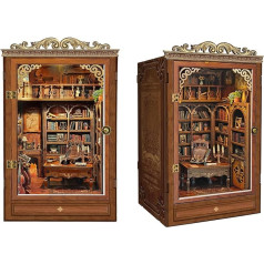 Book Nook - DIY Miniature Dollhouse Kit Kit, 3D Puzzle with LED Lighting Decoration for Bookshelf, Creative Vintage Gift for Book Lovers - Time Book House (SQ-47)