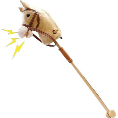 Generisch Children's Hobby Horse with Sound and Music, 100 cm Soft Stick Horse, Funny Cuddly Toy, Role Play Toy for Children