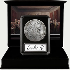 IMPACTO COLECCIONABLES Genuine Spanish 8 Rais Coin, America's First Dollar, Charles IIII (1793-1808) Historical Collectible Certified in Protective Case