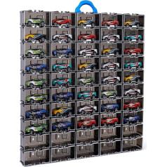 Mini Car Organiser for Hot Wheels Display Box - 1/64 Scale, Matchbox, Portable Collections (50 Pieces Grey Translucent)
