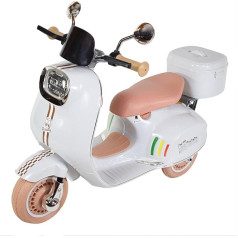 Scootly Elektromotorrad für Kinder, mit Fernbedienung, Ladegerät und Akku 6V bis 40min, Pedarlbeschleuniger, Kofferraum, USB, icht und MP3-Player, Bluetooth (grau)