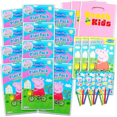 Peppa Pig Play Pack Grab & Go Party Gift Set ~ Bundle of 12 Peppa Pig Play Packs with Colouring Pencils and Stickers (Peppa Pig Colouring Books)