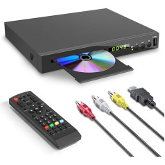 Blu-ray Player for TV, Compact Blu-ray Disc Player 1080P DVD Player with HDMI Output, AV Output, Coaxial Output, USB Input, Supports All DVDs and Region 2 Blu-Ray Discs, Integrated PAL NTSC