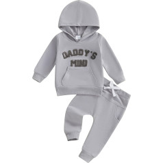 Baby Boys Girls Clothing Hoodie + Trousers Daddy's Toddler Outfit Newborn Clothing Set 0-3 Years, gray