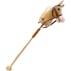 Realistic Sound 100 cm Hockey Horse Plush Toy with Wooden Wheels, Funny Role Play Horse Riding Toy for Kids and Toddlers