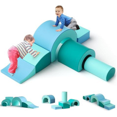 Kids Foam Building Blocks, Large Foam Building Blocks, Indoor Climbing Blocks, Kids Climbing Frames (Light Blue Five Piece Set)