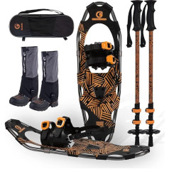G2 21/25/30 Inch Light Weight Snowshoes for Women Men Youth, Set with Trekking Poles, Tote Bag, Gaiters, Special Fast Ratchet Binding, Orange/Blue/Red Available