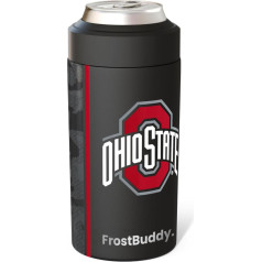 Frost Buddy Universal Can Coolers - Fits All - Stainless Steel Can Coolers for Regular or Slim 12oz and 16oz Cans and Bottles - Stainless Steel (Ohio State Buckeyes)