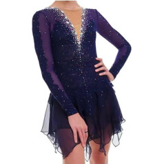 Dunkelvioletter Eiskunstlaufrock Eiskunstlaufkleid Für Damen Und Mädchen Hochelastische Wettkampfbekleidung Für Eiskunstlauf Handgefertigter Turnanzug Asymmetrischer Saum