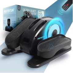 PORTENTUM Mini Elliptical Trainer for Home Electric with Remote Control, Display and Quiet Motor - Pedal Trainer for Seniors Automatic and Manual with Speed Selection - Compact for Office