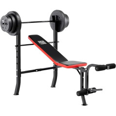 Marcy Pro Standard Weight Bench with 100lb Vinyl Coated Dumbbell Set PM-2084 Flat