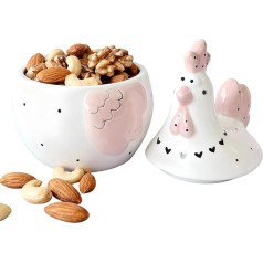 Ceramic Jar with Lid - Large Chicken Storage Box, Decorative Multi-Purpose Canister, Functional Food and Item Organiser for Kitchen Counter Bookshelf, Living Room Apartment Home, Storage Container