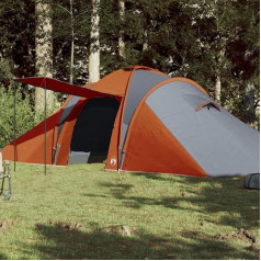 Camping Tent 6 People Camping Tent Camping Accessories Tent Grey & Orange 576 x 238 x 193 cm 185T TAFT