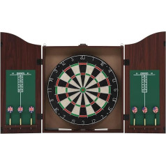 Darts-Spielset mit Sisal-Dartscheibe und Stahlspitzenpfeilen - MDF-Schrank, 45 cm, für Profis und Anfänger Darts 91462