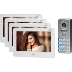 Videointerkomunikāciju komplekts 4 ģimenēm, krāsains brīvroku komplekts, LCD 7