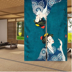 LIGICKY Japanese Style Thick Linen Noren Long Curtains Japanese Geishas Door Curtain Room Divider Tapestry for Home Textiles Room Divider 85 x 120 cm