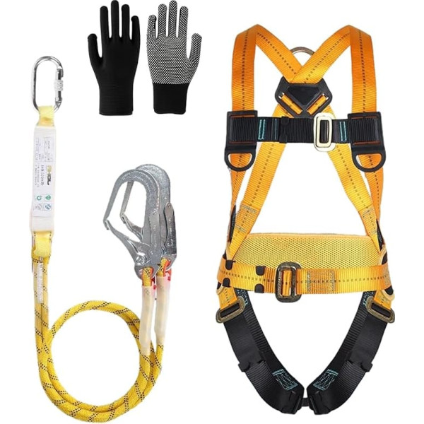 Fall Protection Safety Belt, Safety Belt for Crash Catching, with 2 x Large Buckles with 2 x 2 m Lanyards, Load Capacity 150 kg, for Airborne Work, Roofers