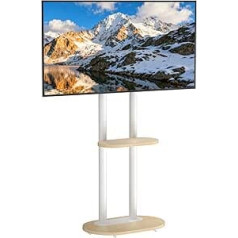 unho TV Stand Height Adjustable, TV Stand Rollable, TV Floor Stand with 2 Shelves for 40-75 Inch TV Stand, VESA 600 x 400 mm, up to Max 60 kg