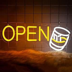 Whisky Open Neon Sign, Dimmable Open Neon Signs for Wall Decoration, Drinks Light Signs for Shops Home Bar Man Cave Club Party