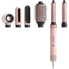 6-in-1 Hot Air Hairstyler, Professional Round Brush Dryer with Auto-Wrap Curling Iron, Straightener & Volumising Brush, Ion Technology for Quick Drying, No Heat Damage, Travel Storage