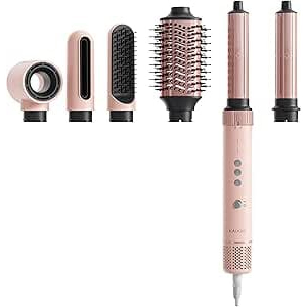 6-in-1 Hot Air Hairstyler, Professional Round Brush Dryer with Auto-Wrap Curling Iron, Straightener & Volumising Brush, Ion Technology for Quick Drying, No Heat Damage, Travel Storage