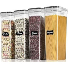 Withosent 2.8 L Airtight Storage Jars, Set of 4, Kitchen Storage Boxes with Plastic Lid, Storage Container Organiser Cereal Container for Cereals, Flour, Cereal, Cornflakes, Spaghetti
