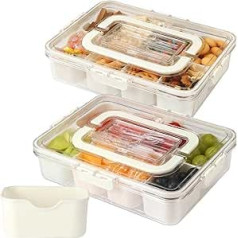 Snackbox mit Fächern, Kunststoff, unterteiltes Snack-Tablett mit Deckel für Lebensmittelbehälter, 8 abnehmbare Fächer, Snackbox Organizer für Charcuterie, Süßigkeiten, Obst, Snacks