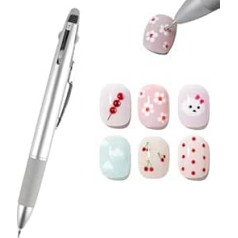5 in 1 Nail Art Dotting Pen, Nail Dotting Pen Nail Art Dotting Tools in Ballpoint Pen Design Kit, Nail Art Tip Dot Paint Manicure Kit, Professional Nail Art Tool for Beauty Salons DIY (1PC, One Size)