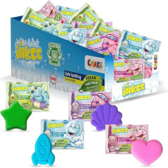 INKEE Bath Fizzer Mix Complete Display 40 Bubble Baths Children's Bath Bombs with Almond Oil, Bath Bombs 40 x 20 g with 4 Different Colours, Fragrances and Shapes