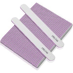 Pack of 50 Nail Files, 180/240 Grit Nail Files for Natural Nails, Professional Nail File for Fingernail, Double Sided Emery Board Nail File for Nail Studio