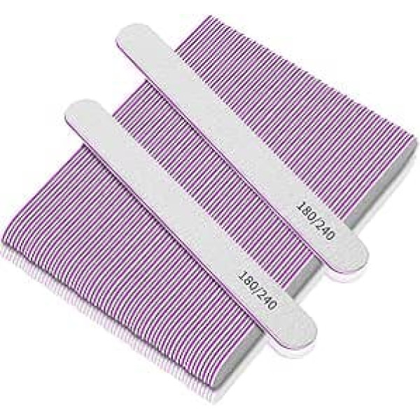 Pack of 50 Nail Files, 180/240 Grit Nail Files for Natural Nails, Professional Nail File for Fingernail, Double Sided Emery Board Nail File for Nail Studio