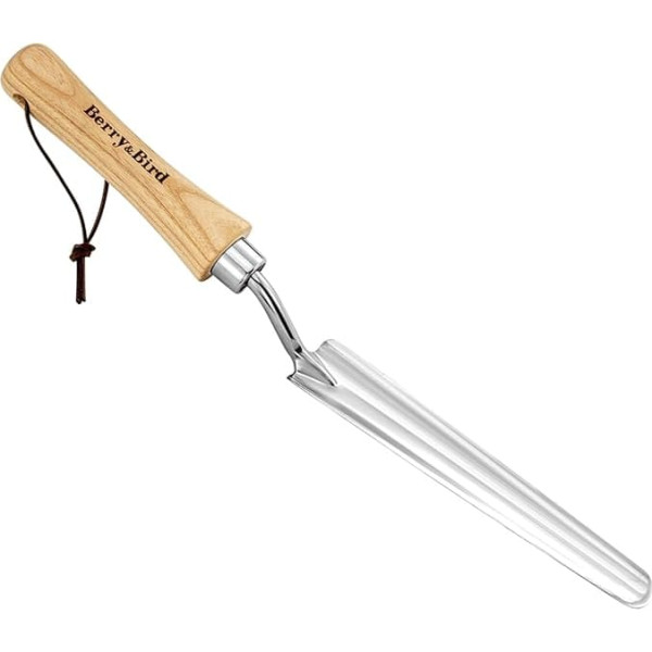 Berry&Bird Stainless Steel Hand Widener Garden Trowel, Ergonomic Wooden Handle and Rust Resistant Blade, Ideal for Garden Trowel, Transplanting, Weeding and Gardening with Limited Space