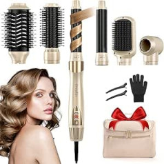 6-in-1 Airstyler, 110,000 rpm Multifunctional Hair Styler Curling Iron Automatic, No Heat Damage, Warm Air Brush, Hair Styling Devices for Straightening, Drying, Curling, Volumising, with Travel Bag