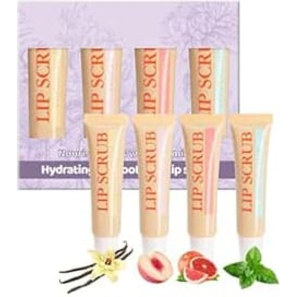 Lip Scrub, Lip Scrub, Moisturising Lip Scrub Pen, 4 x Lip Plumper Lip Scrub Set, Lip Care Products, Lip Moisturising Cream Scrub