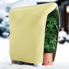 Winter Protection for Plants, 250 x 360 cm, Frost Protection Plant Covers with Zip & Drawstring, Winter Protection Fleece, Plant Protection, Winter for Trees, Palm Trees, Balcony Plants, Hood, Beige