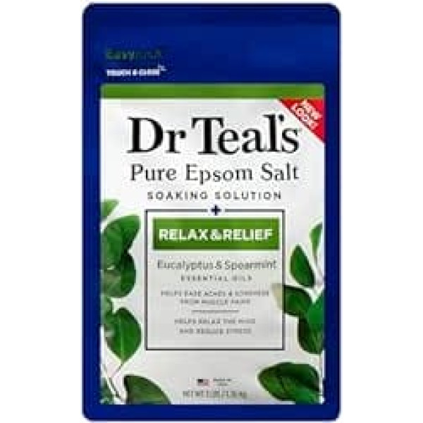 Dr. Teal's Pure Epsom Salts Soaking Solution for Relaxation and Relief with Eucalyptus & Spearmint, 1.36 kg