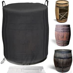 Rain Barrel Cover, Waterproof, 420D Oxford Full Tarpaulin, Suitable for Slim Rain Barrel, Wine Barrel, Windproof, Winterproof, Weatherproof, UV-Resistant (75 x 75 x 125 cm)