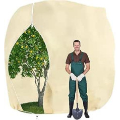 Winter Protection for Plants - 200 x 240 cm Frost Protection Pot Plant Bag, Translucent and Breathable for Palm Trees, Olive Trees, Fruit Trees (Beige, with Zip and Drawstring