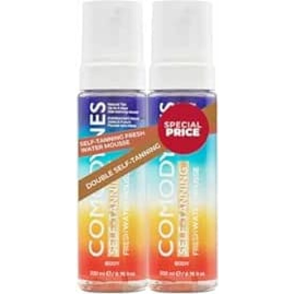 Comodynes Duplo Self Tanning Mousse Natural Progressive Moisturising Face and Body All Skin Types 2 x 200ml