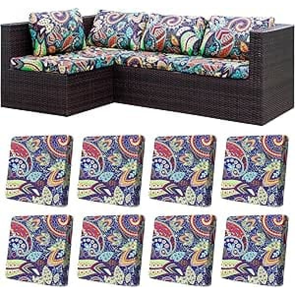 Patio Cushion Covers Super Elastic Outdoor Replacement Cushion Covers Suitable for Sofa Covers, Patio Couch Cover Replacement (8 Pieces, Rococo, Cover Only)