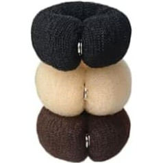 3 Stück Teiliges Nylon Haarstyling Frauen Elastische Donut Bun Shaper in Schwarz Kaffee Voluminöse Hochsteckfrisuren für Hochzeit Alltag und Party Langlebig und Komfortabel