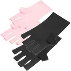 2 Paar Fingerlose Manikürehandschuhe UV Schutz Elastisch Atmungsaktiv Polyester Weich Damen Schutzhandschuhe für Nagelkunst und Nageltrockner