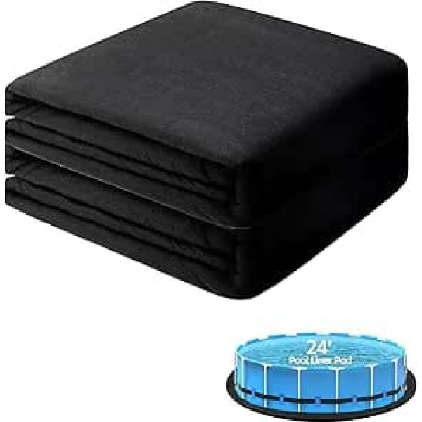 Round Pool Liner, 24ft Outdoor Swimming Pool Mat for Above Ground Pool, Pre-Cut Pool Liners for Protection, Thick Geotextile Pool Floor Pads, Puncture Protection, Extends Life