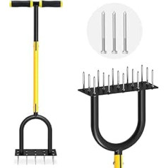 Spike Lawn Air Aerator - Grass Aerator Lawn Tool with Replacement Spikes, Manual Yard Aerator for Lawn, Garden Aerator Tool for Compact Soil (Black + Yellow 01)